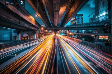 Cityscape with Light Trails.