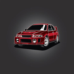 red classic car, vetor logo icon