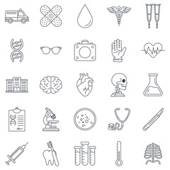 medical science icons set, Included icons as Stethoscope, Wheelchair, Heart Beat, DNA Helix and more symbols collection, logo isolated vector illustration