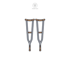 Crutches Icon symbol vector illustration isolated on white background
