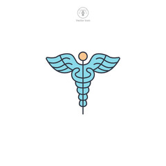 Medical Snake Caduceus Icon symbol vector illustration isolated on white background