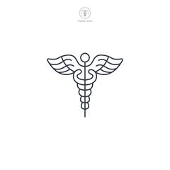 Medical Snake Caduceus Icon symbol vector illustration isolated on white background