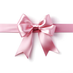 Fototapeta premium Pink silky bow and ribbon isolated on white background