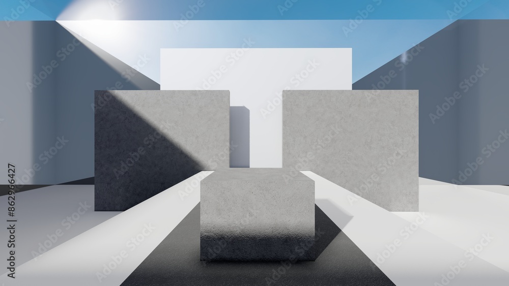 Aufkleber concrete podium geometric shape with space for object minimal background 3d render