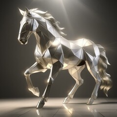 Cheval g&eacute;om&eacute;trique argent&eacute;