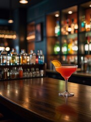 cocktails on the bar counter.