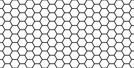 Hexagon seamless pattern. Black and white abstract background. Honeycomb.