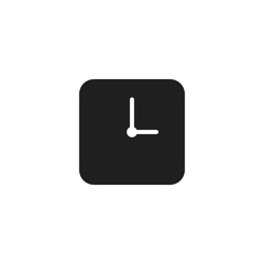Simple square clock icon on white background.