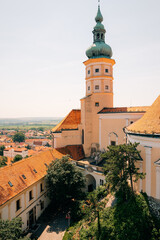 Fototapeta premium View of the castle tower in Mikulov in the Czech Republic on a sunny day