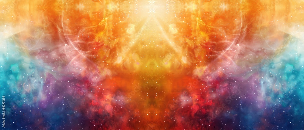 Poster abstract colorful background with a bright shining light and a blurred bokeh effect art design