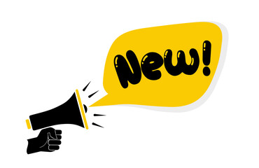 new text on Symbolic speech bubbles and megaphone, business concept