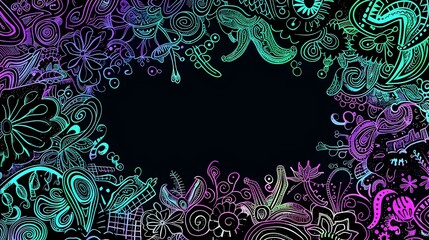 Ornate Doodle Page Print Border Design with Vibrant Cyber Monday Aesthetic
