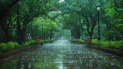 Park in the rain