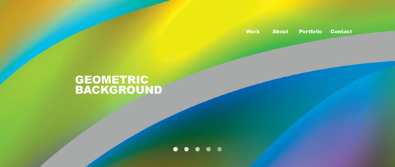 Web page design with geometric elements - circle and wave. Techno art concept. Vector Illustration For Wallpaper, Banner, Background, Card, Book Illustration, landing page