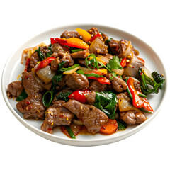 Fototapeta premium Delicious thai stir fry dish on transparent background