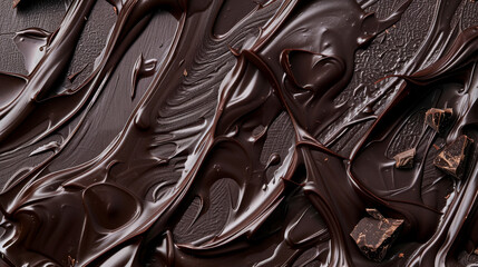 Obraz premium Chocolate background. Melted chocolate surface. Chocolate surface.