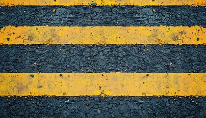 Fototapeta premium yellow and black zebra line on the asphalt road. abstract background