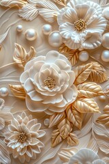 rings on the table, 3d flowers, white, with shadow generated.ai
