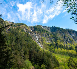Waterfall along the Perseverance hiking trail, Juneau, Alaska, USA