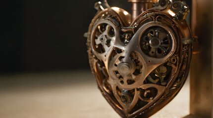 Obraz premium a heart shaped clock with gears attached to it