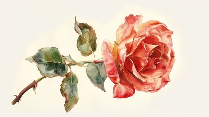Rosebud with gold and red alternate colors on white backdrop