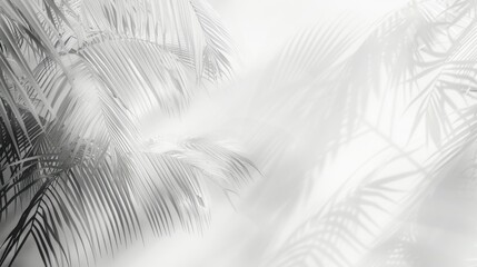 Palm Leaf Shadows on a White Background, Generative AI