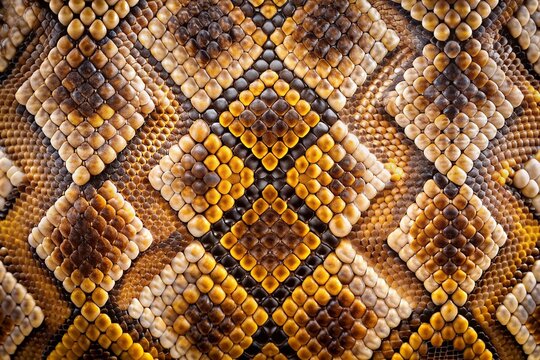 Snake skin  pattern. Textured background of genuine leather in python skin close up