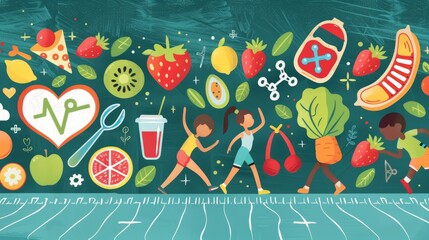 school board with a focus on health and wellness, featuring tips for healthy eating, exercise routines, and mental health resources