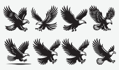 Obraz premium Eagle vector art illustration silhouette collection 