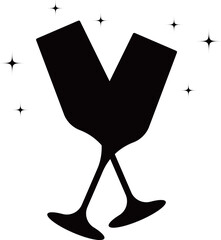 シャンパングラスで乾杯　シルエット © ベルベットR