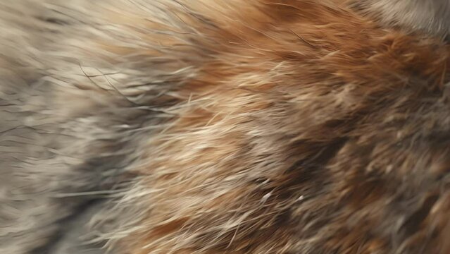 With a zoomedin perspective you can see the natural variations in color and pattern within the fuzzy fur giving it a unique and organic appearance.