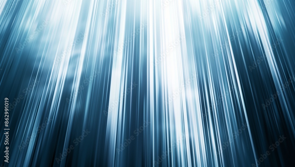 Poster abstract blue background with vertical lines and rays of light, high speed photography in the style 
