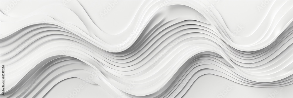 Poster white wave pattern background with three-dimensional abstract lines.