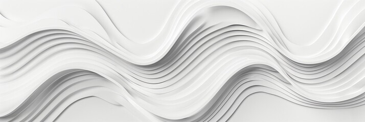 Obraz premium White wave pattern background with three-dimensional abstract lines.