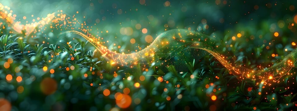 Vibrant Botanical and Financial Data Fusion Depicting a Thriving Green Economy