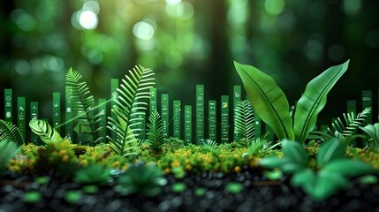 Flourishing Botanical Accents Blending with Data Visualizations Conveying Harmonious of Ecology and