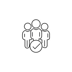 Group of people, sign of agreement, completion. The concept of joining the community, allies. Vector icon isolated on white background.
