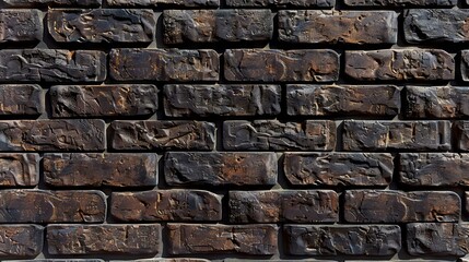 Dark brick wall texture. Dark brown textured brick wall background, grunge brickwork backdrop, weathered textured brick wall