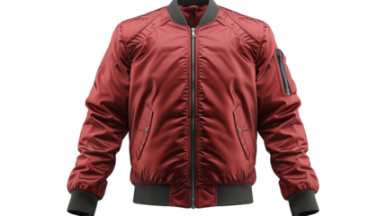 mock-up front and back view of a maroon jacket isolated on a white background