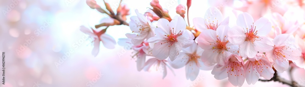 Sticker Delicate Pink Cherry Blossoms.