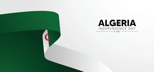 Algeria Independence Day 5 July flag ribbon vector poster
