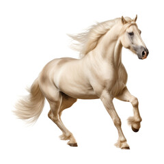 Fototapeta premium white horse running isolated on transparent background cutout
