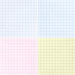 A set of sheets of math grid paper, graph paper texture as background
