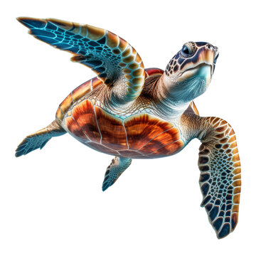 sea turtle isolated on transparent background cutout