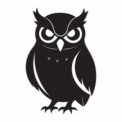 black and white icon owl silhouette