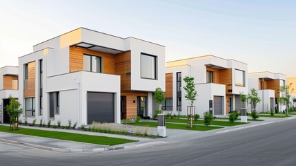 Modern Homes Bask in the Evening Sun