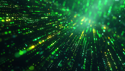 Naklejka premium Abstract Digital Green and Yellow Bokeh Lights Background