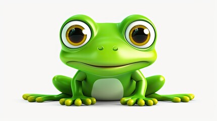Cute cartoon green frog 