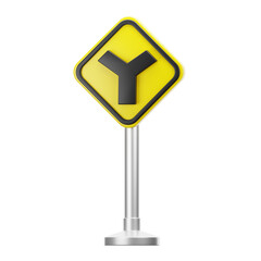 3D illustration of Y junction sign