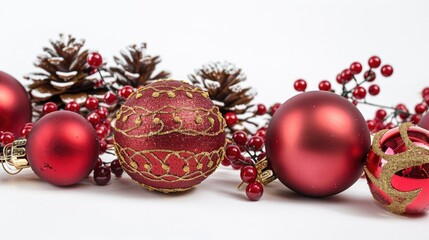 Christmas decorations on a white background